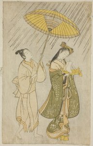 Parodi på Komachi som ber om regn av Ishikawa Toyonobu