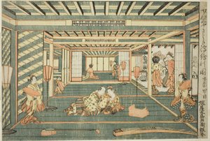 Perspektivbild av ett stort rum (Senjojiki uki-e no zu) av Ishikawa Toyonobu
