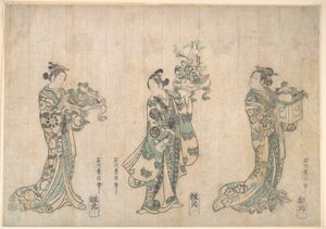 Tre skådespelare av Ishikawa Toyonobu