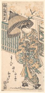 Ung dam med parasoll av Ishikawa Toyonobu