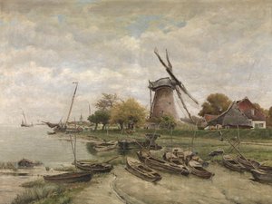 Schelde i Mariakerke (olja på duk) av Isidore Meyers