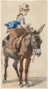 Flicka på en åsna.
