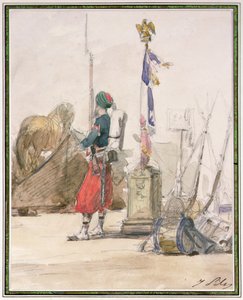 Soldat på vakt (akvarell och penna) av Isidore Pils