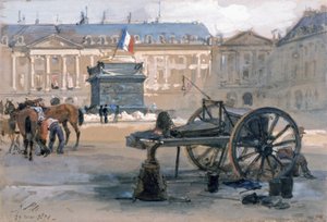 The Fall of the Vendome Column, 29 maj 1871 (akvarell på papper) av Isidore Pils