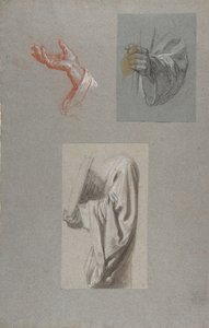 a. Hand av Saint Remi, f. Hand of Saint Remi, ca. Draperistudie för Acolyte Holding Book..., 1800-talet av Isidore Pils