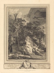 Den galante trädgårdsmästaren av Isidore Stanislas Helman after Pierre Antoine Baudouin
