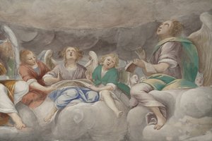 Änglar, musikeränglar och puttos, detalj av Paradiset med den evige Fadern, c.1623-34 (detalj av 3496185)