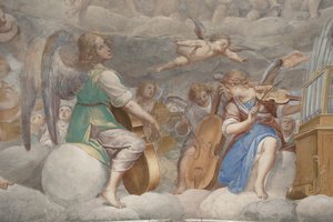 Änglar, musikeränglar och puttos, detalj av Paradiset med den evige Fadern, c.1623-34 (detalj av 3496185)