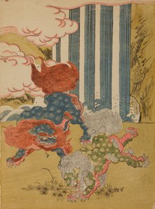 Kinesiska lejon / Karashishi av Isoda Koryusai
