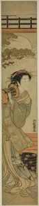 Courtesan som spelar en handtrumma av Isoda Koryusai
