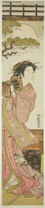 Courtesan som spelar en handtrumma av Isoda Koryusai