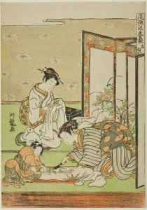 Klippning och sömnad (Tachinui), från serien "Collection of Fashionable Accomplishments (Furyu shogei zukushi)" av Isoda Koryusai
