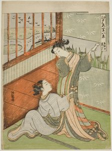 Gäss nedstigande vid Yoshiwara (Yoshiwara no rakugan), från serien "Eight Views of the Edo Pleasure Quarters (Edo irozato hakkei)" av Isoda Koryusai