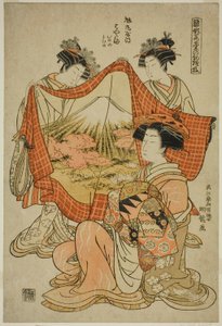 Hamaya of the Asahimaruya, från serien "Models for Fashion: New Designs as Fresh as Young Leaves (Hinagata wakana no hatsu moyo)" av Isoda Koryusai