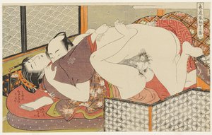 I nöjeskvarteren, nr 3 ur Tolv möten på kärlekens väg (Shikidō torikumi jūniban) av Isoda Koryusai