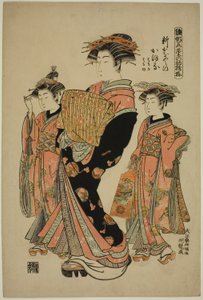 Kaoru of the Shin-Kanaya, från serien "Models for Fashion: New Designs as Fresh as Young Leaves (Hinagata wakana no hatsu moyo)" av Isoda Koryusai