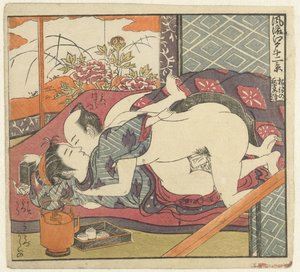Kärlekspar vid teservis Twelve Views of Sophisticated Edo (serietitel) Furyu Edo junikei (serietitel på objekt)