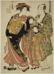 Manzan of the Chojiya, från serien "Models for Fashion: New Designs as Fresh as Young Leaves (Hinagata wakana no hatsu moyo)" av Isoda Koryusai