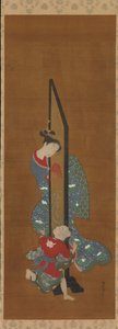 Mor och barn leker, 1700-talet. av Isoda Koryusai