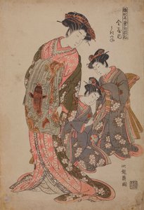 Oiran Ukita, född Kanaya, ur serien: Nya modeller av unga skott (flickor) / Hinagata Wakana no Hatsumoyo