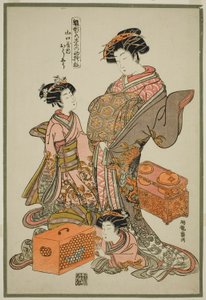 Oshu of the Yamaguchiya, från serien "Models for Fashion: New Designs as Fresh as Young Leaves (Hinagata wakana no hatsu moyo)" av Isoda Koryusai