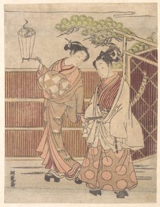 Reizei bär en teshoku (handlykta) av Isoda Koryusai
