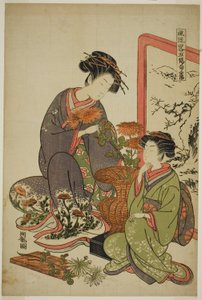 Den nionde månaden (Choyo), från serien "A Fashionable Parody of the Five Festivals (Furyu yatsushi gosekku)" av Isoda Koryusai