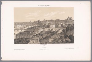 Utsikt över Laval från viadukten lava. Vue générale prize du Viaduc (titel på objekt) Contemporary France (serietitel) La France de nos jours (serietitel på objekt)