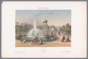 Zicht op de Place Napoléon te Lyon Lyons. Placera Napoleon (titel på objekt) Hedendaags Frankrijk (serietitel) Frankrike nuförtiden (serietitel på objekt)