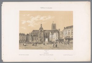 Utsikt över Saint-Jacques-kyrkan och statyn av Duquesne i Dieppe Dieppe. l