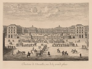Utsikt över slottet i Versailles, från det stora torget av Israël Silvestre