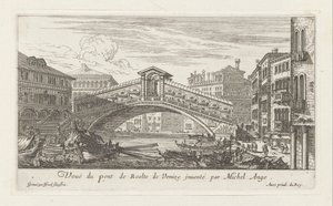 Utsikt över Rialtobron och Canal Grande, Venedig av Israël Silvestre