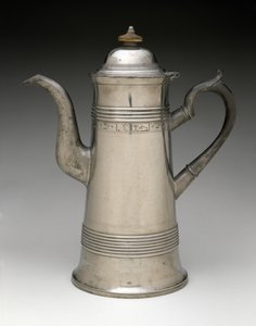 Kaffekanna, c. 1820-1840 (tenn, trä) av Israel Trask