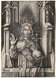 Kristus återlösaren Salvator Mundi, ca. 1490-1500. av Israhel van Meckenem