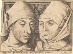 Dubbelporträtt av Israhel van Meckenem och hans fru Ida, ca. 1490. av Israhel van Meckenem