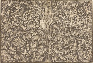 Ornamentpanel med två älskare, ca. 14901500. av Israhel van Meckenem