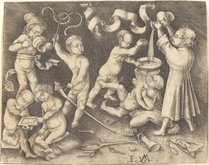 Sju lekande barn, ca. 1490. av Israhel van Meckenem