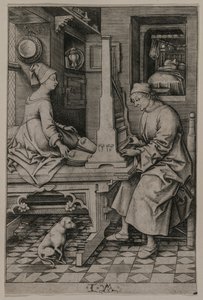 Orgelspelaren och hans hustru, 1495-1503. av Israhel van Meckenem