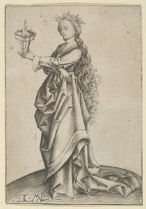 Den tredje vise jungfrun, ca. 1450-1503. av Israhel van Meckenem