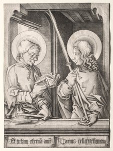 De tolv apostlarna vid gotiska fönster: St. Matthias och St. Judas Thaddaeus.