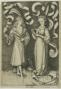 Falkaren och damen av Israhel van Meckenem the younger