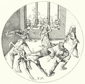 Dansen runt ringen (gravyr) av Israhel van the Elder Meckenem