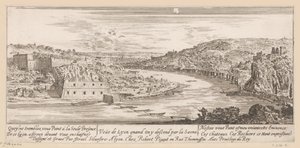 Utsikt över Lyon i en krök av Saône Veue de Lyon quand on y descend par la Saone (titel på objekt)