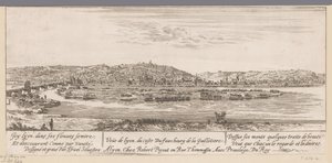Utsikt över Lyon med förorten Guillotière Veue de Lyon du coste Du fauxbourg de la Guillotiere (titel på objektet)