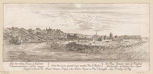 Utsikt från Rhen på Lyon Veue de Lyon quand on y monte par le Rosne (titel på objekt)