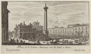 Place de la Colonne Antoniane rue du Cours i Rom av Israël Silvestre