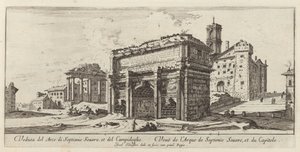 Veduta del Arco di Septimio Severus, et del Campidoglio av Israël Silvestre