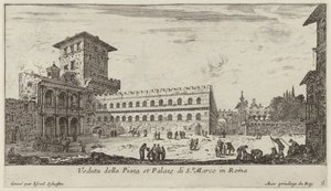 Utsikt över Piazza och Palazzo di San. Marco i Rom av Israël Silvestre