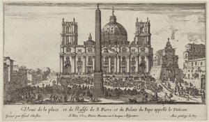 Utsikt över torget och kyrkan S. Piere och påvens palats som kallas Vatikanen av Israël Silvestre