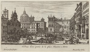 Vy över en del av Piazza Navona i Rom av Israël Silvestre